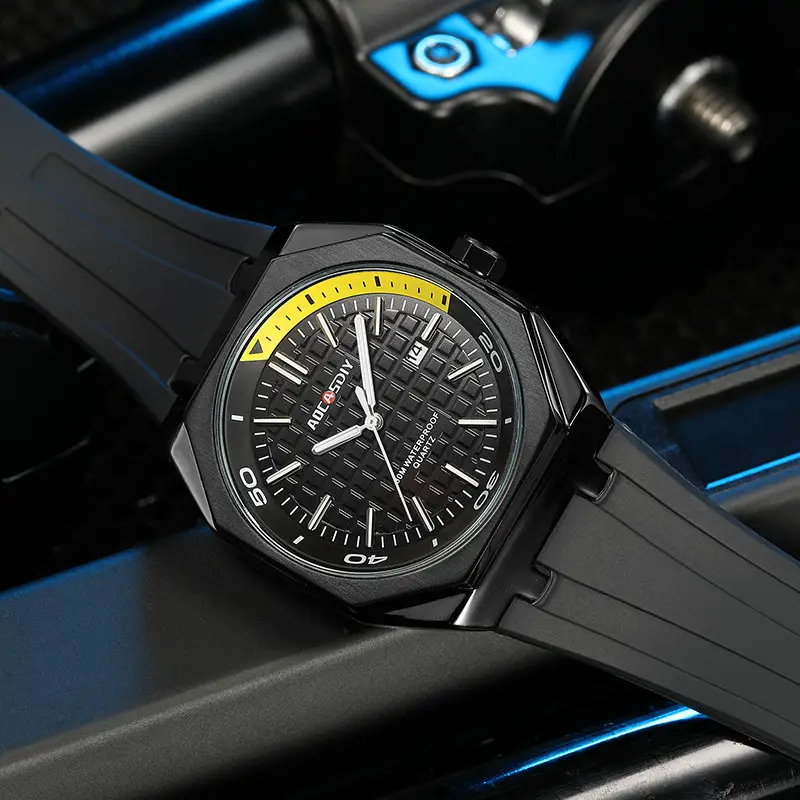 Men's Black Hexagonal Luminous Quartz Watch — feature 21