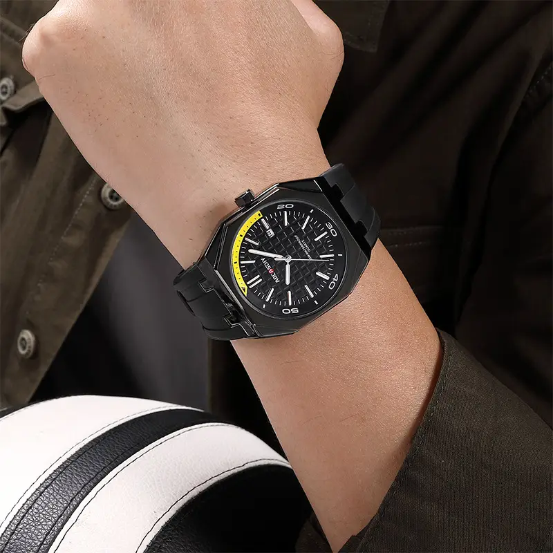Men's Black Hexagonal Luminous Quartz Watch — feature 24