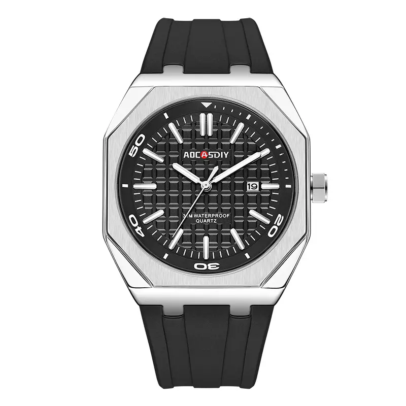 Men's Black Hexagonal Luminous Quartz Watch - Image 2