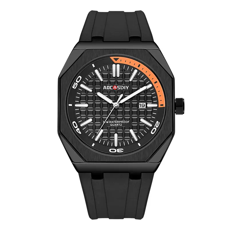 Men's Black Hexagonal Luminous Quartz Watch - Image 5