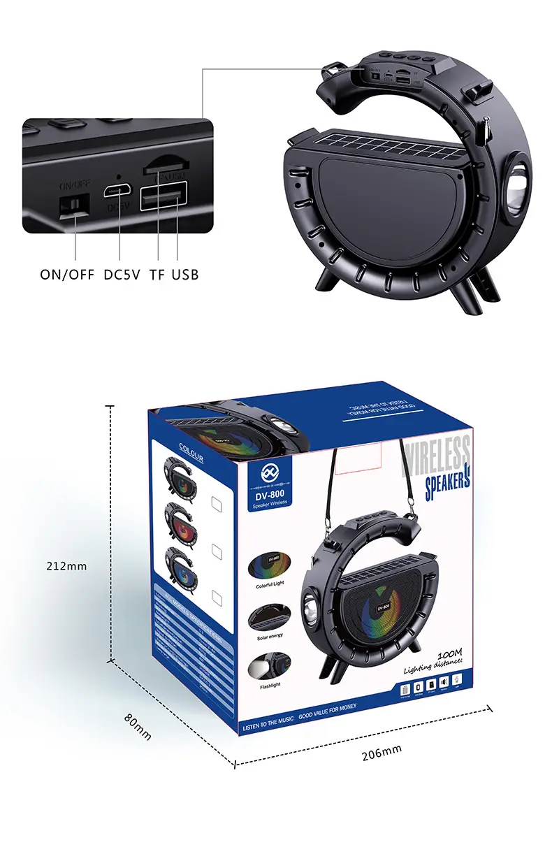 Cross-border Bluetooth Speaker with Solar & Flashlight Design — feature 10