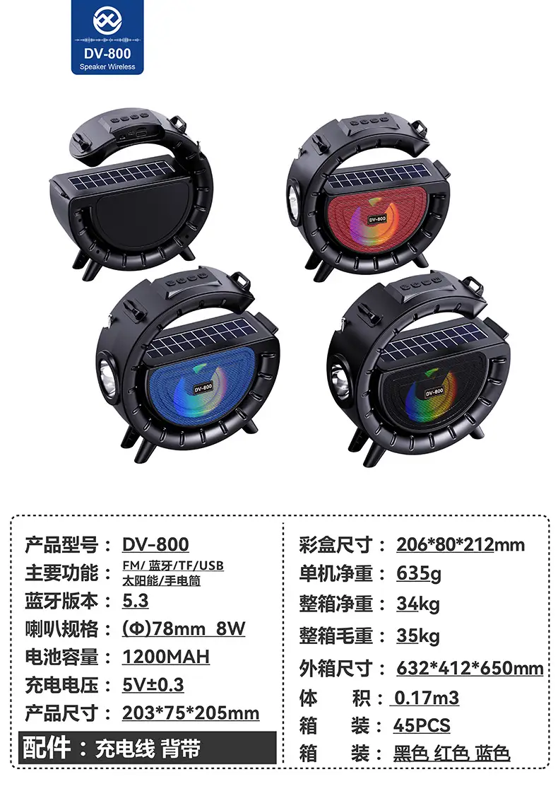 Cross-border Bluetooth Speaker with Solar & Flashlight Design — feature 8