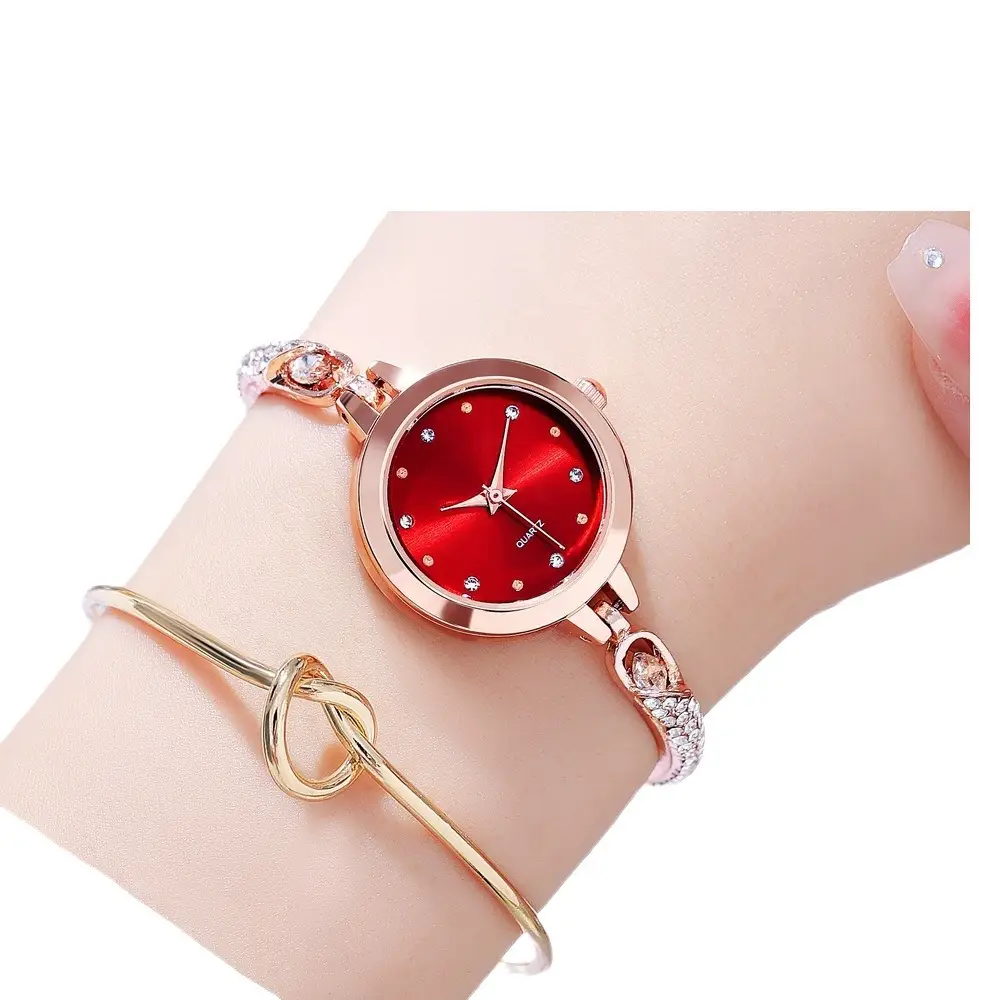 Elegant Rose Gold Women's Bracelet Watch with Crystal Drop