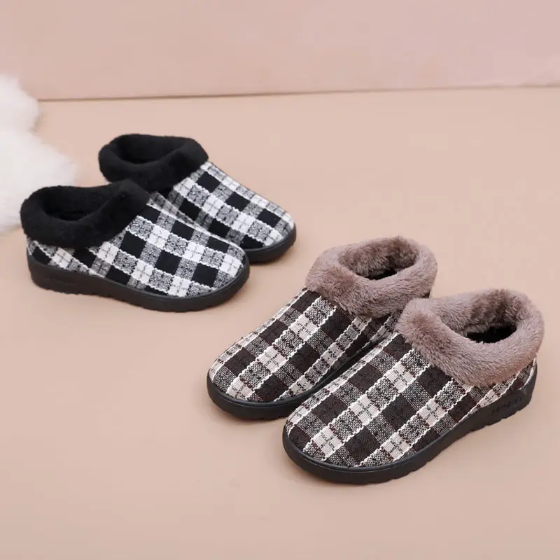 Winter New Warm fleece-lined Cotton Shoes Women's Cotton Slippers Home Non-slip Comfortable Soft Sole Middle-aged and Elderly Moms Shoes Slippers - Image 5