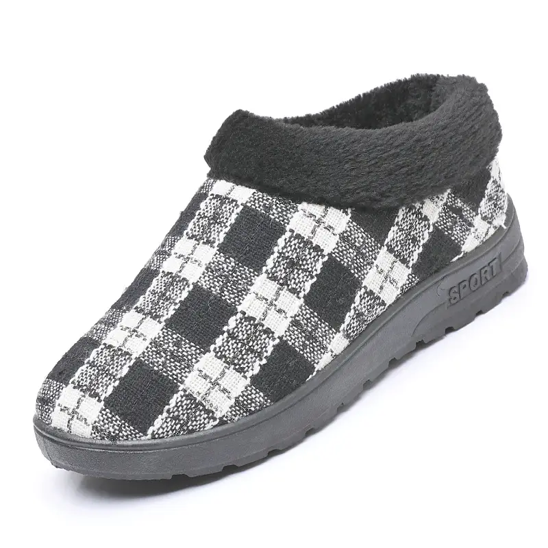 Winter New Warm fleece-lined Cotton Shoes Women's Cotton Slippers Home Non-slip Comfortable Soft Sole Middle-aged and Elderly Moms Shoes Slippers - Image 7