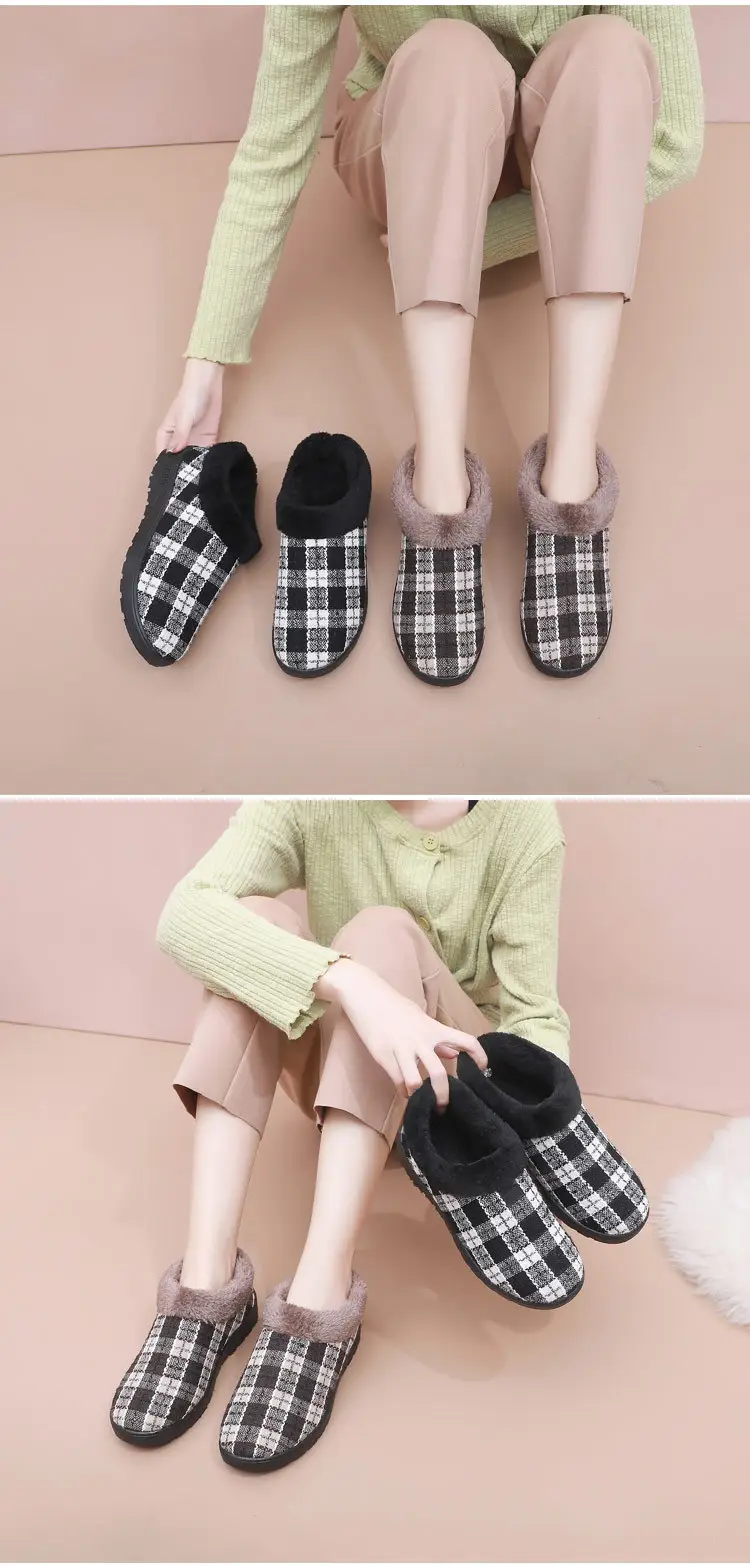 Winter New Warm fleece-lined Cotton Shoes Women's Cotton Slippers Home Non-slip Comfortable Soft Sole Middle-aged and Elderly Moms Shoes Slippers — feature 11
