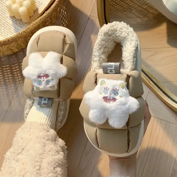 Winter Cute Cotton Slippers Women Thick Non-Slip