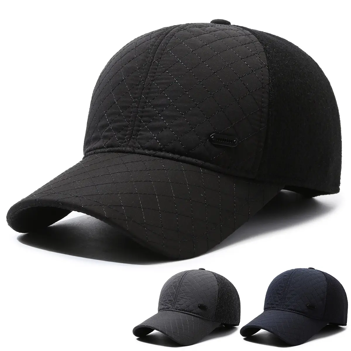 Black Fleece Lined Peak Cap Winter Travel - Image 4