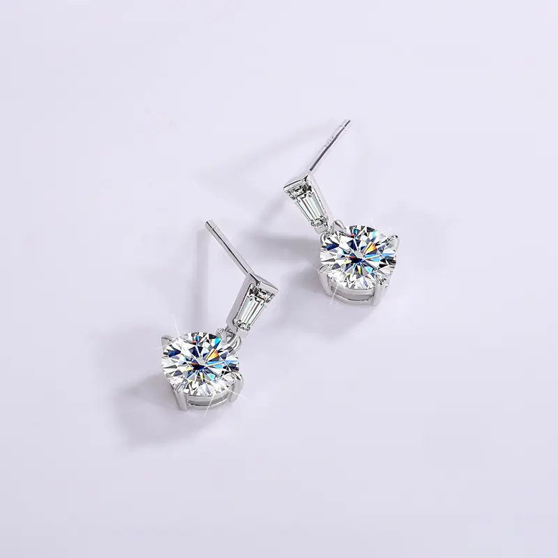 S925 Silver Mosan Diamond Tassel Earrings - Image 3