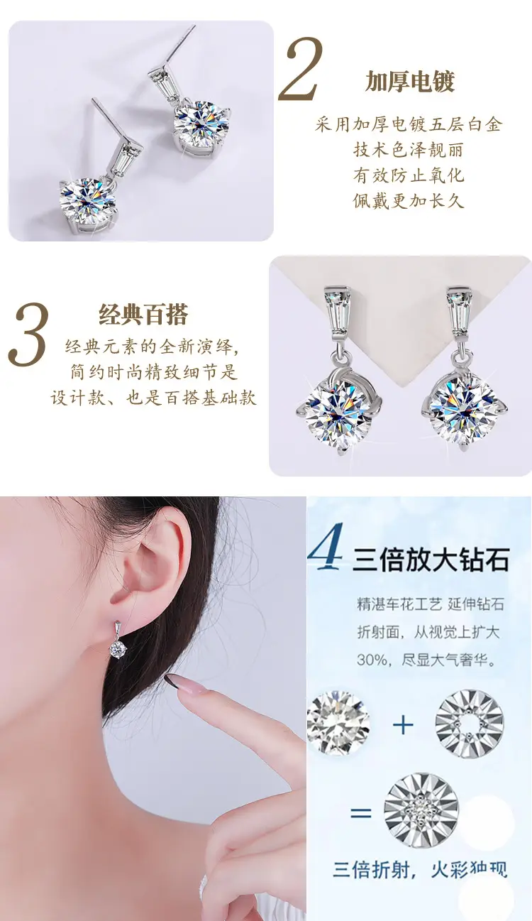 S925 Silver Mosan Diamond Tassel Earrings — feature 8