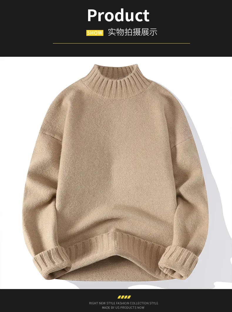 Men's Blue Turtleneck Pullover Sweater Winter Warm — feature 11