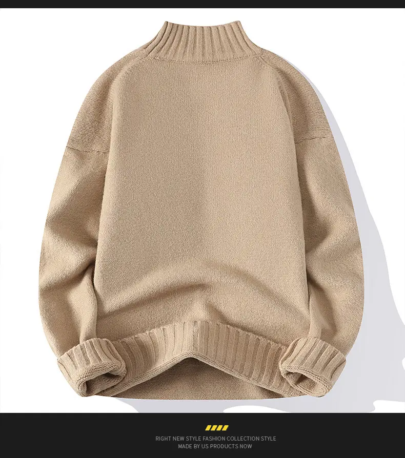 Men's Blue Turtleneck Pullover Sweater Winter Warm — feature 12