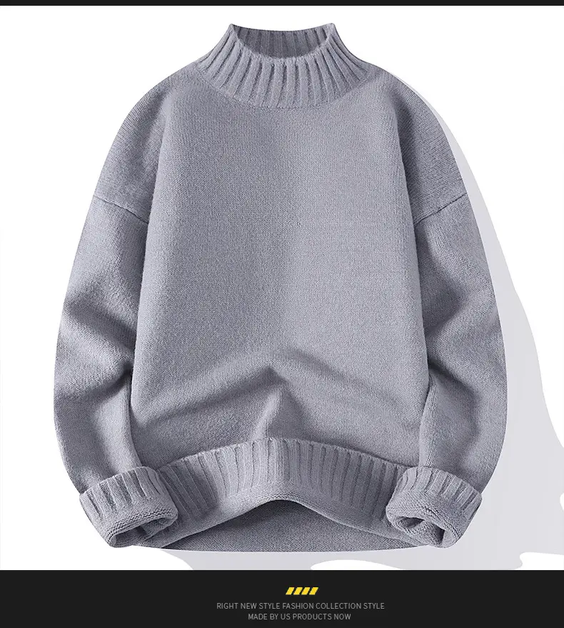 Men's Blue Turtleneck Pullover Sweater Winter Warm — feature 13