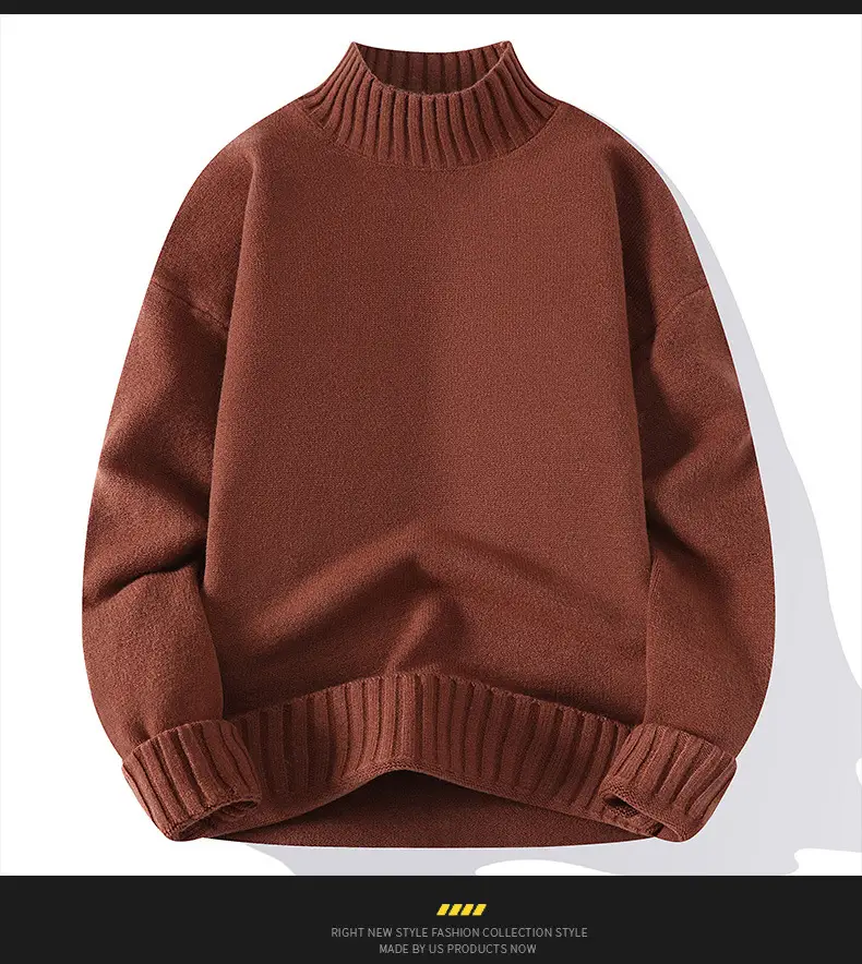 Men's Blue Turtleneck Pullover Sweater Winter Warm — feature 14