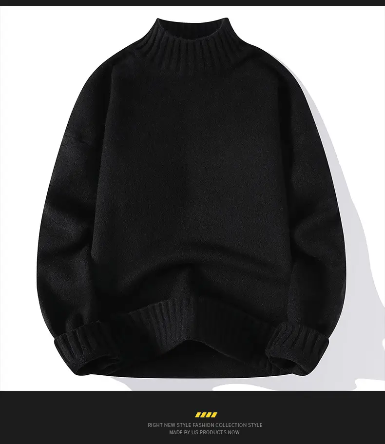 Men's Blue Turtleneck Pullover Sweater Winter Warm — feature 15