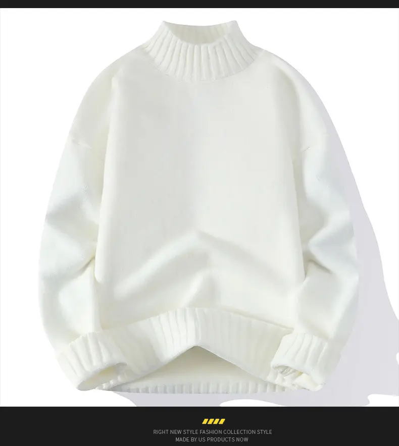 Men's Blue Turtleneck Pullover Sweater Winter Warm — feature 17