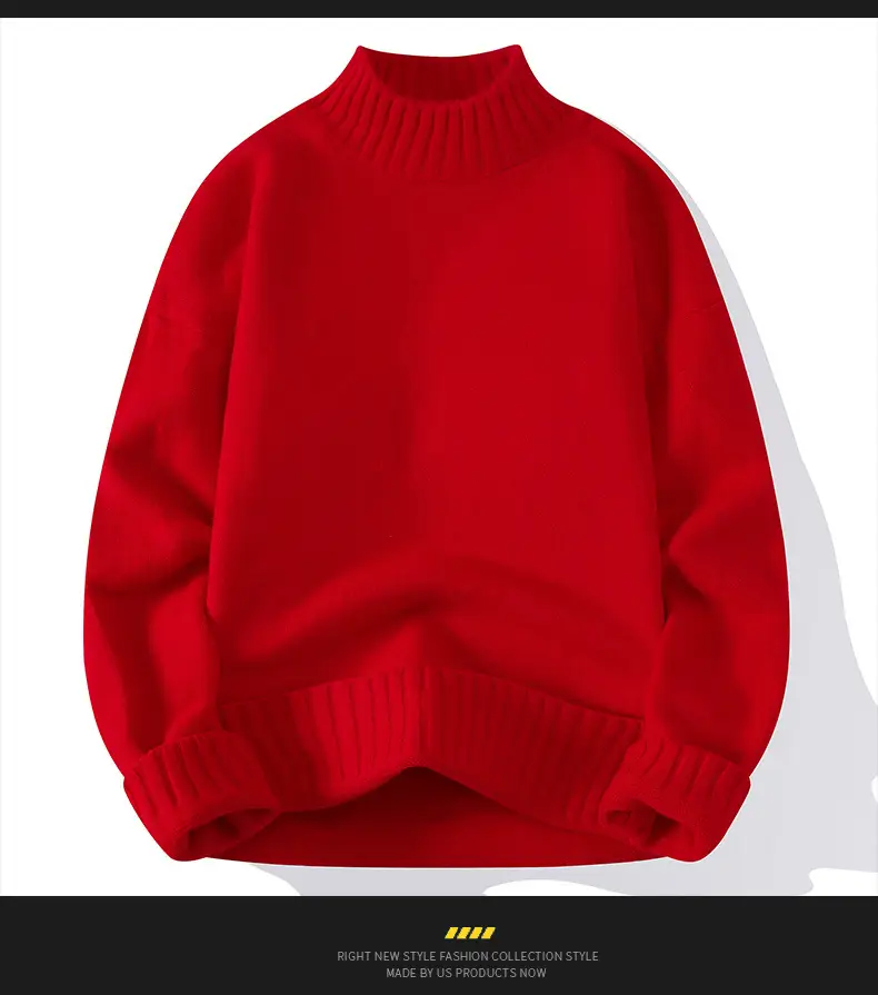 Men's Blue Turtleneck Pullover Sweater Winter Warm — feature 18