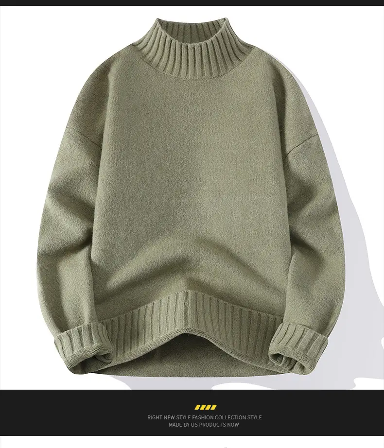 Men's Blue Turtleneck Pullover Sweater Winter Warm — feature 19