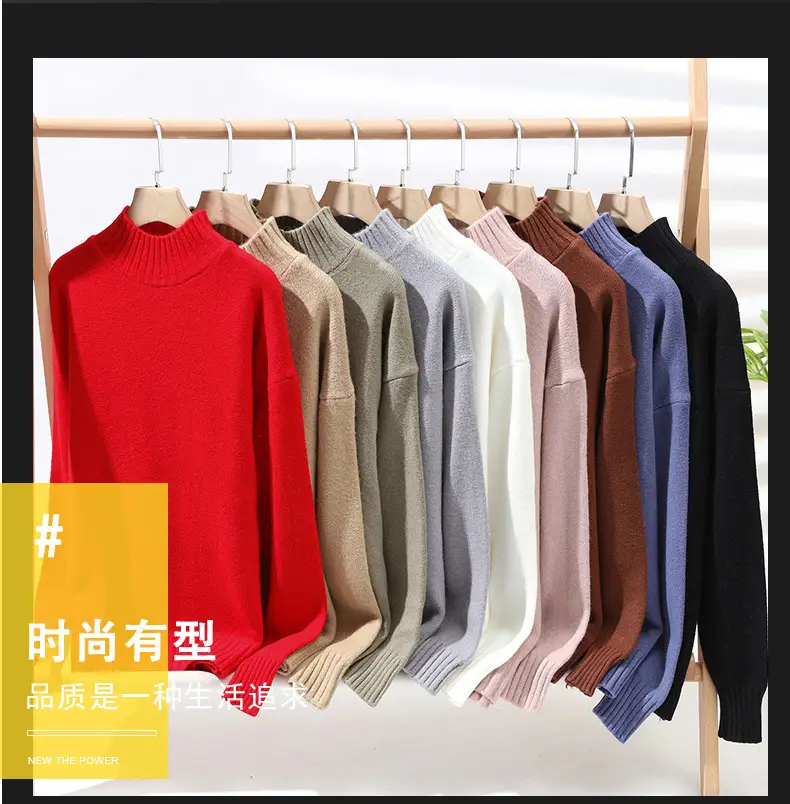 Men's Blue Turtleneck Pullover Sweater Winter Warm — feature 2