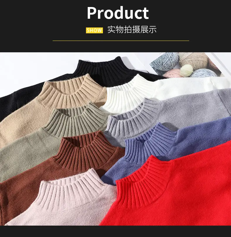 Men's Blue Turtleneck Pullover Sweater Winter Warm — feature 21
