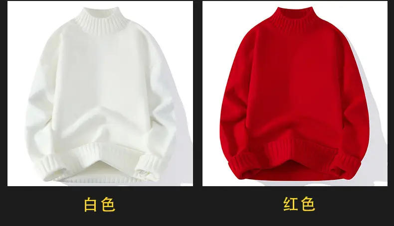 Men's Blue Turtleneck Pullover Sweater Winter Warm — feature 9