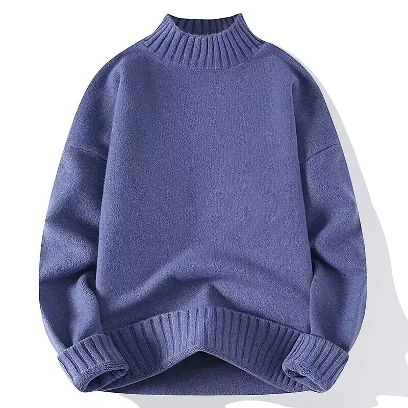 Men's Blue Turtleneck Pullover Sweater Winter Warm - Image 9