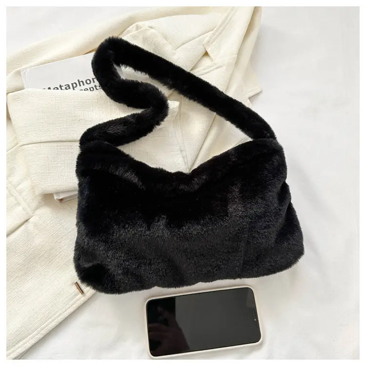 Black Plush Shoulder Bag for Women 2023 — feature 19