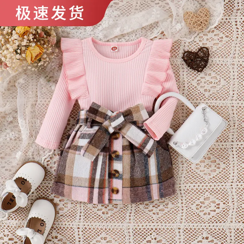 Baoxi Girls Pink Striped Long Sleeve Top with Belt