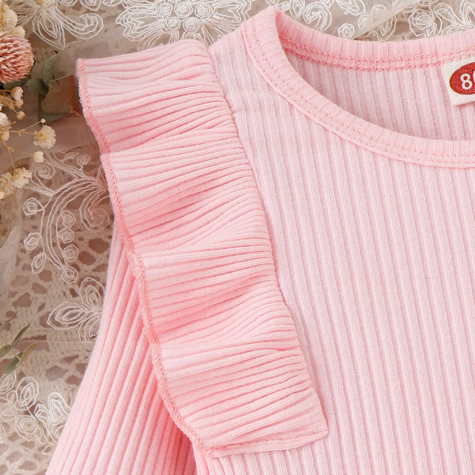 Baoxi Girls Pink Striped Long Sleeve Top with Belt — feature 6