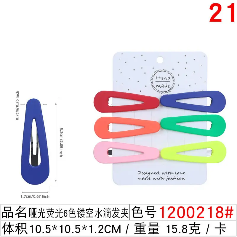 6-Piece Geometric Felt Hair Clips Set Multi Color