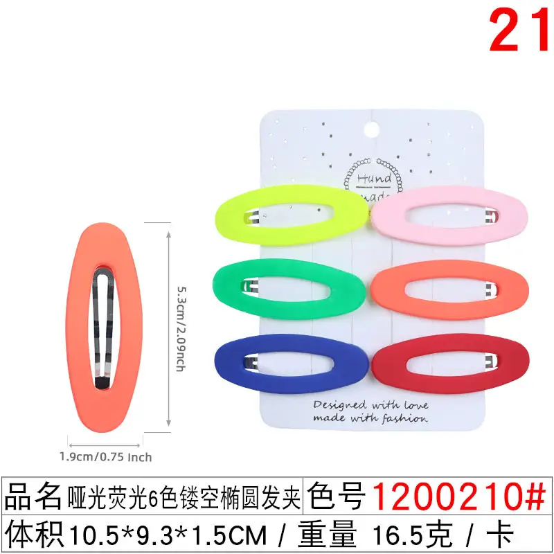 6-Piece Geometric Felt Hair Clips Set Multi Color