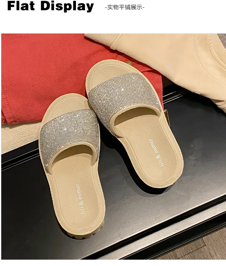 Women's Thick-Soled Slippers, European and American Ins Trend, Eva Waterproof Platform, Black Soft-Soled One-Line Outdoor Sandals, Non-Slip — feature 26