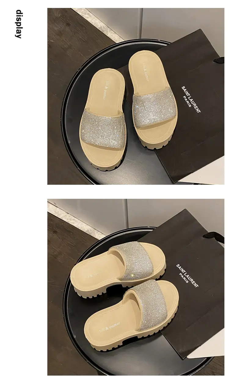 Women's Thick-Soled Slippers, European and American Ins Trend, Eva Waterproof Platform, Black Soft-Soled One-Line Outdoor Sandals, Non-Slip — feature 28