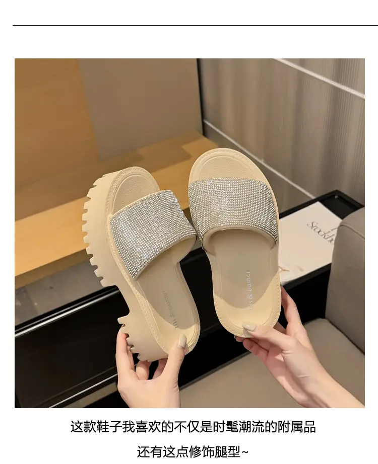 Women's Thick-Soled Slippers, European and American Ins Trend, Eva Waterproof Platform, Black Soft-Soled One-Line Outdoor Sandals, Non-Slip — feature 3