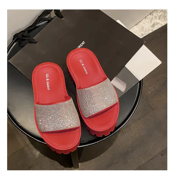 Women's Thick-Soled Slippers, European and American Ins Trend, Eva Waterproof Platform, Black Soft-Soled One-Line Outdoor Sandals, Non-Slip — feature 32