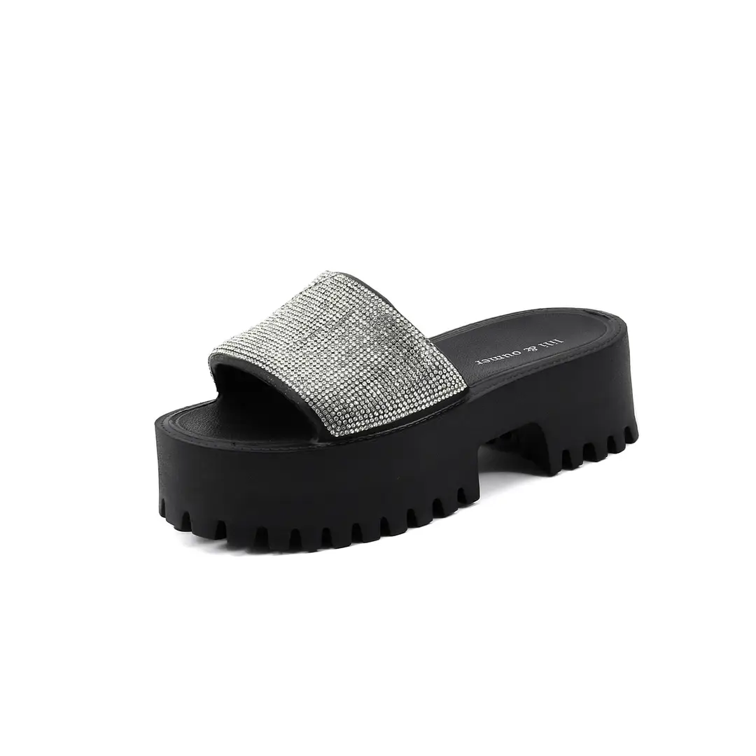 Women's Thick-Soled Slippers, European and American Ins Trend, Eva Waterproof Platform, Black Soft-Soled One-Line Outdoor Sandals, Non-Slip - Image 2
