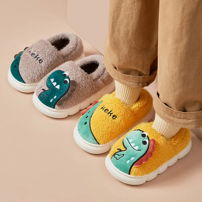 Cross-Border Wholesale Cute Children's Slippers with Thickened Heel, Warm Indoor Baby Cotton Slippers, Non-Slip Autumn and Winter Slippers for Girls