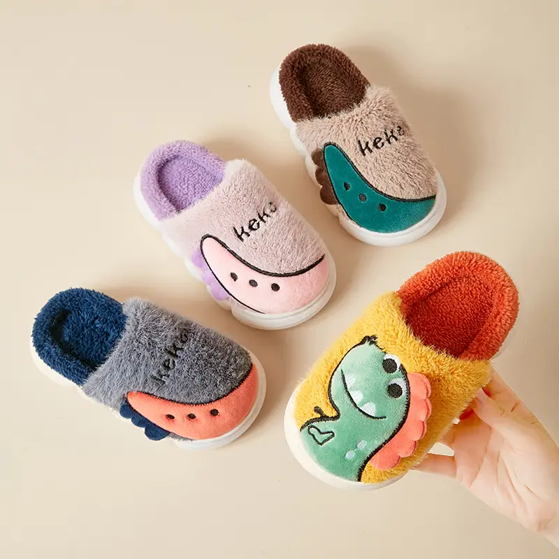 Cross-Border Wholesale Cute Children's Slippers with Thickened Heel, Warm Indoor Baby Cotton Slippers, Non-Slip Autumn and Winter Slippers for Girls