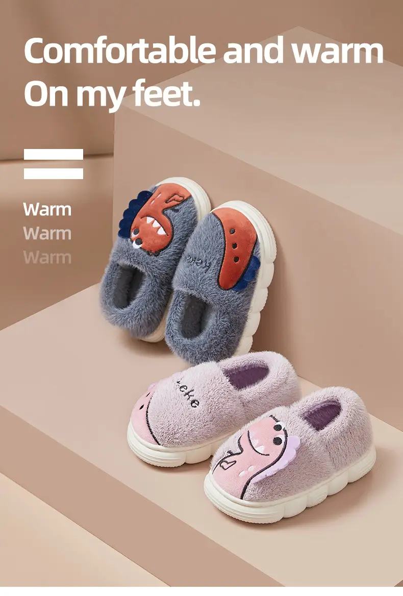 Cross-Border Wholesale Cute Children's Slippers with Thickened Heel, Warm Indoor Baby Cotton Slippers, Non-Slip Autumn and Winter Slippers for Girls — feature 2