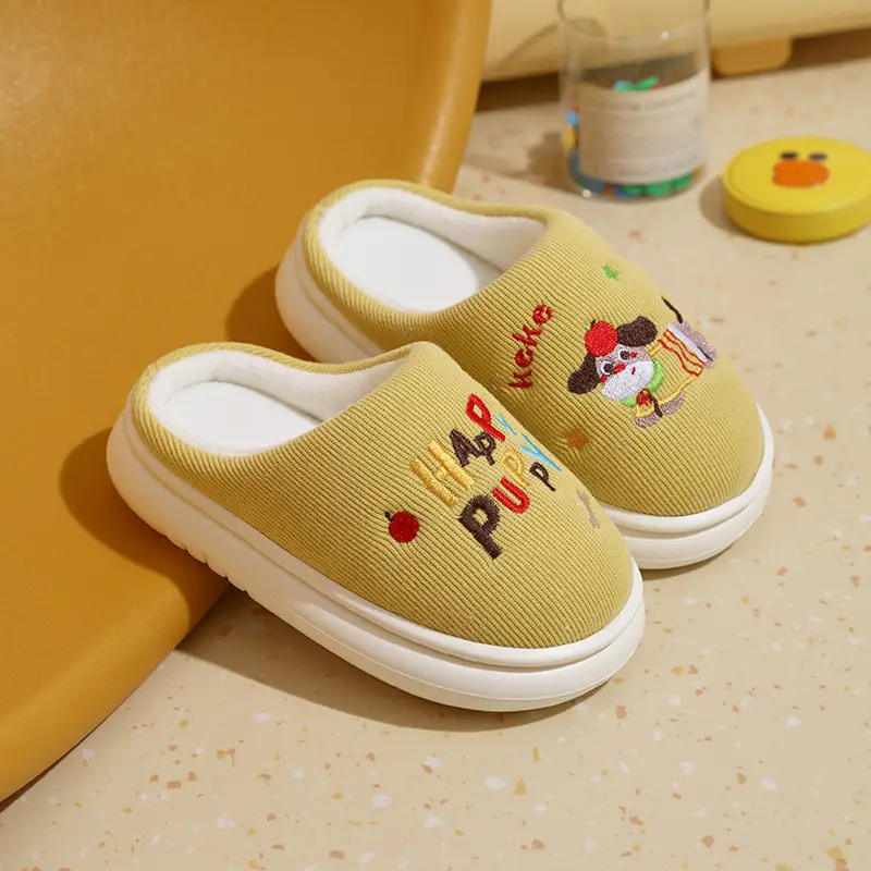 Cross-Border Wholesale Cute Children's Slippers with Thickened Heel, Warm Indoor Baby Cotton Slippers, Non-Slip Autumn and Winter Slippers for Girls