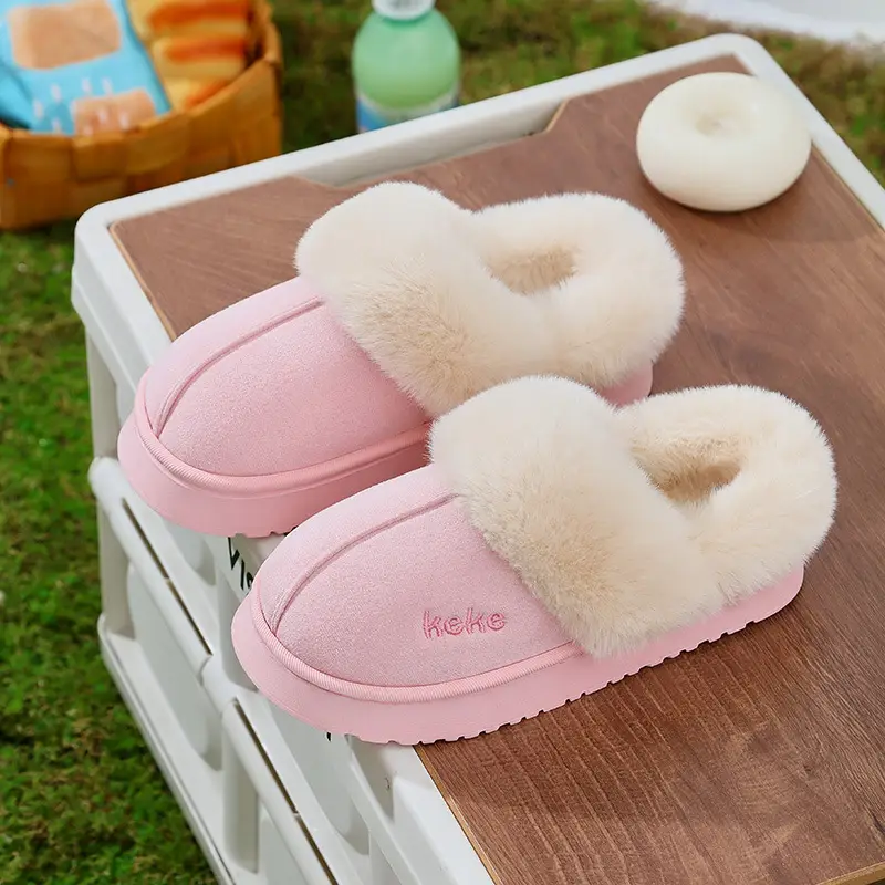 Cross-Border Wholesale Cute Children's Slippers with Thickened Heel, Warm Indoor Baby Cotton Slippers, Non-Slip Autumn and Winter Slippers for Girls