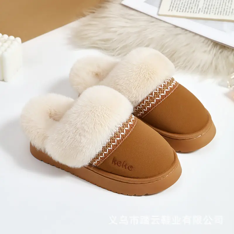 Cross-Border Wholesale Cute Children's Slippers with Thickened Heel, Warm Indoor Baby Cotton Slippers, Non-Slip Autumn and Winter Slippers for Girls