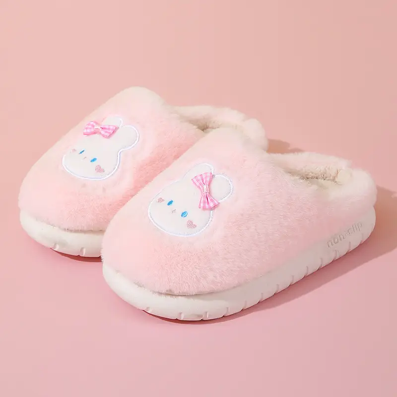 Cross-Border Wholesale Cute Children's Slippers with Thickened Heel, Warm Indoor Baby Cotton Slippers, Non-Slip Autumn and Winter Slippers for Girls