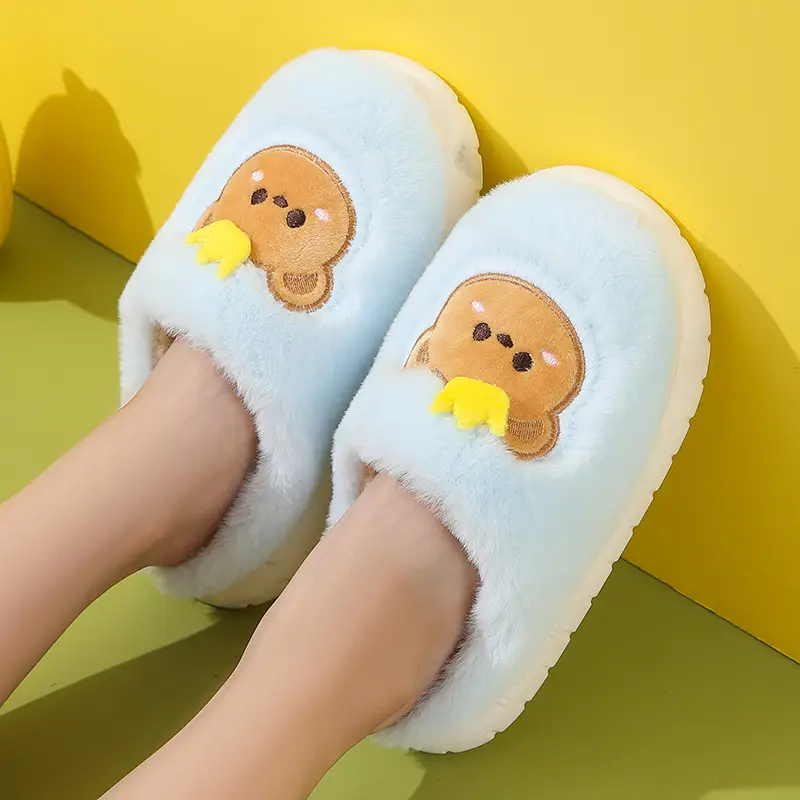 Cross-Border Wholesale Cute Children's Slippers with Thickened Heel, Warm Indoor Baby Cotton Slippers, Non-Slip Autumn and Winter Slippers for Girls