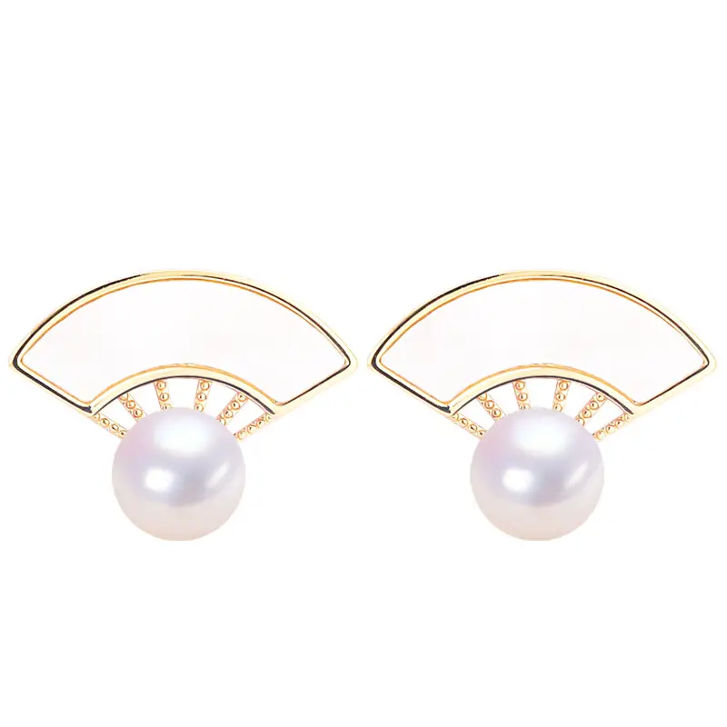 5Pc Natural Pearl Fan Shaped Earrings for Women - Image 6