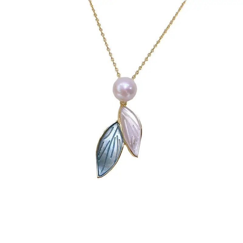 Natural Freshwater Pearl Tassel Leaf Necklace - Image 7