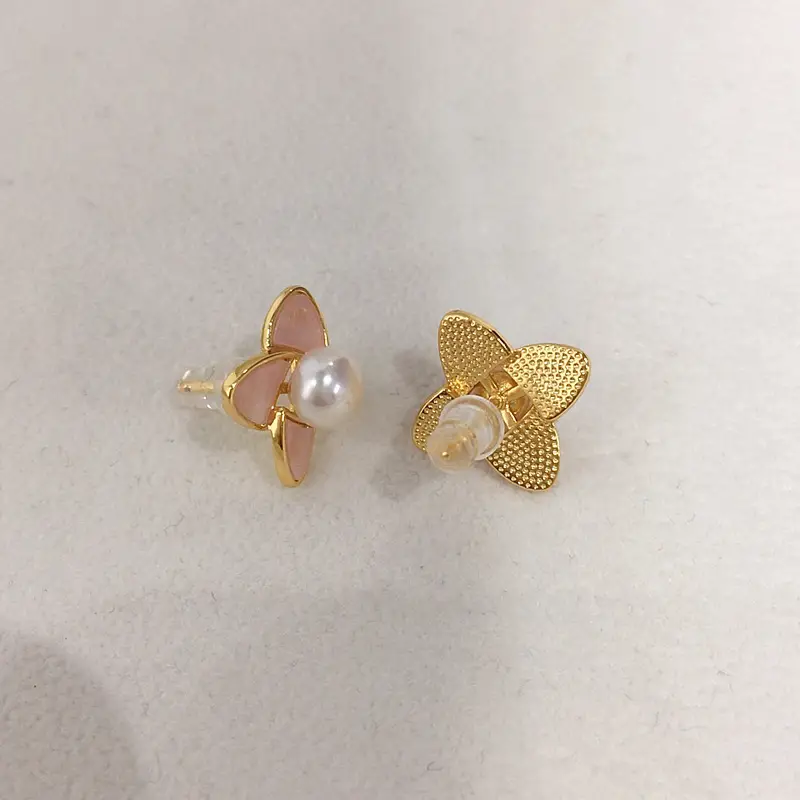 Pink Flower Pearl Earrings for Women S925 Sterling Silver — feature 6