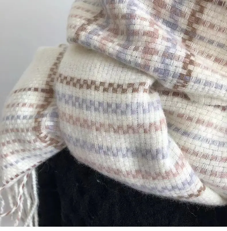 2025 White Plaid Korean Style Scarf Warm Neck Warmer — feature 7