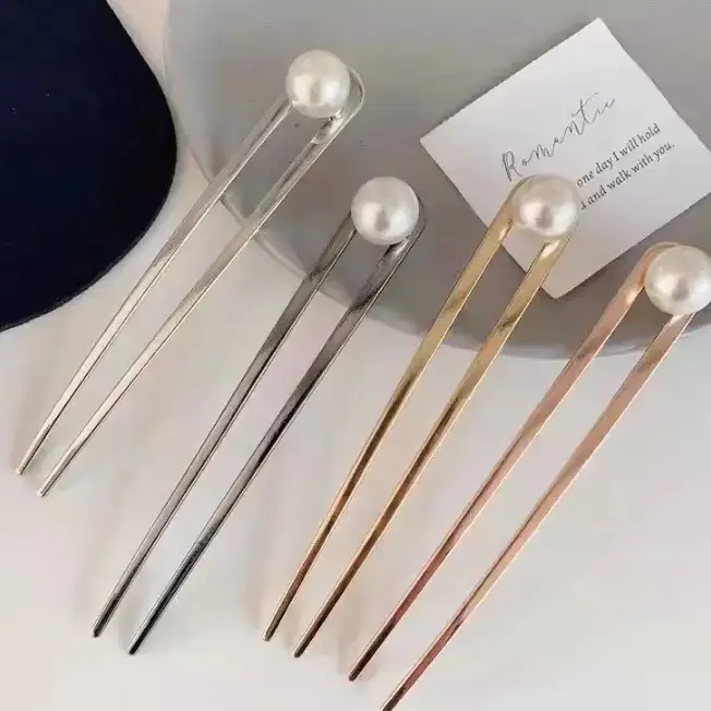Pearl U-Shaped Hairpin with Double Plug - Image 6
