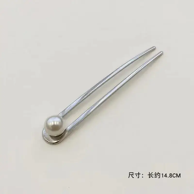 Pearl U-Shaped Hairpin with Double Plug - Image 2